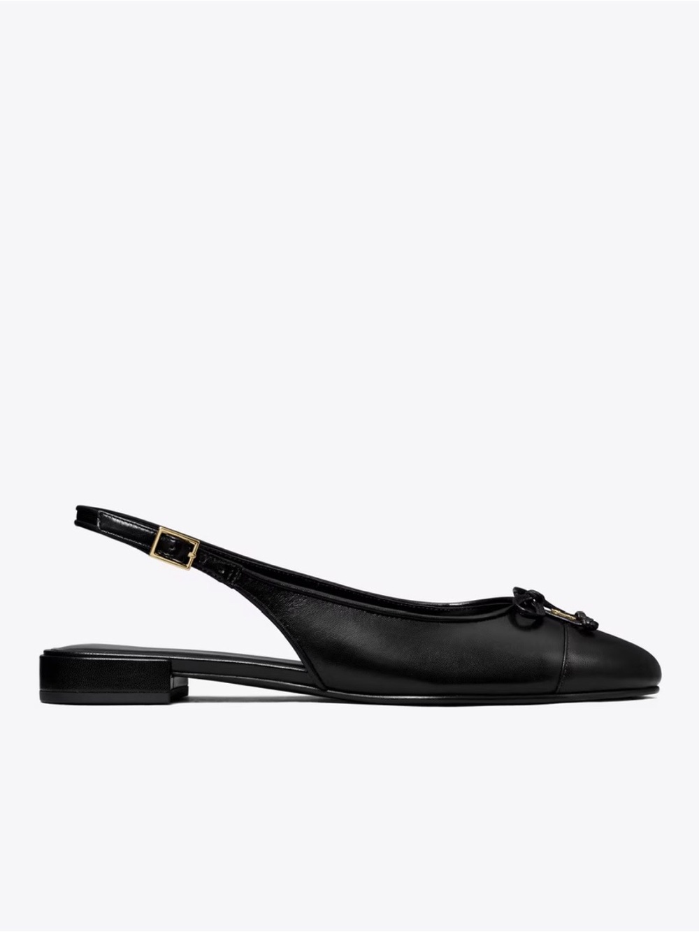 TORY BURCH Black Leather Cap Toe Slingback Ballet Flats 8.5 - Picture 4 of 16